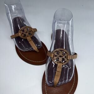Tory Burch Miller Thong Sandals Tan Leather Women's Size 7